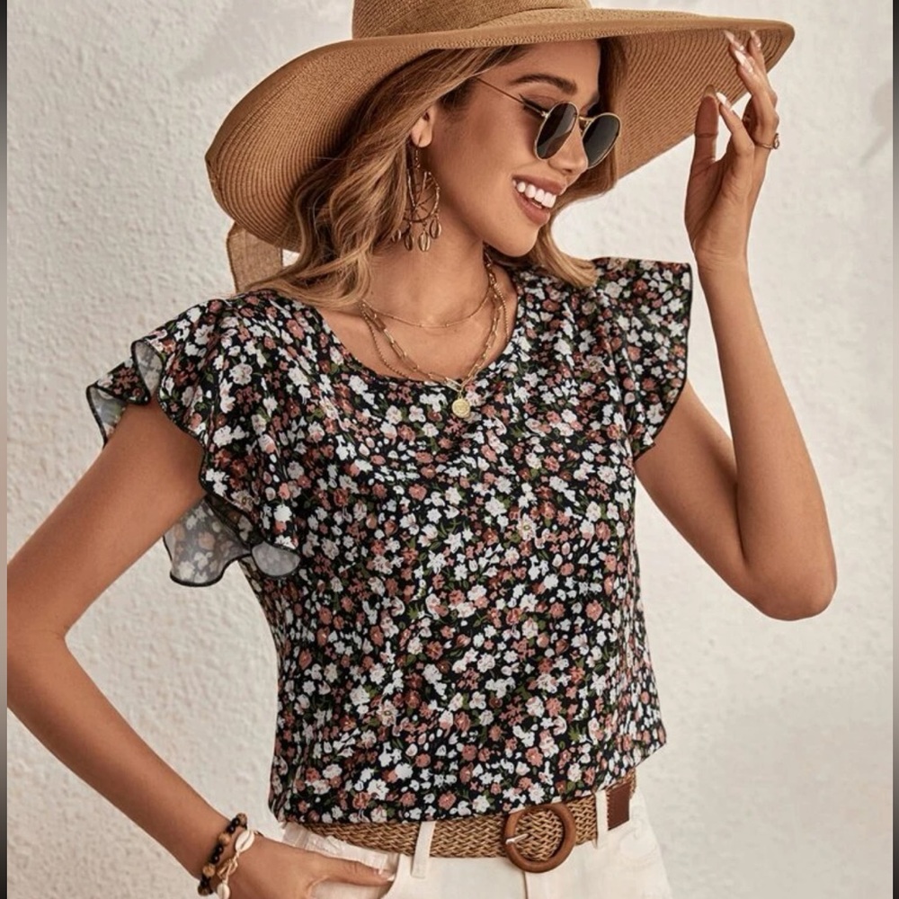 floral Print Sleeve blouse